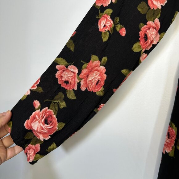 Whimsigoth Boho Rose Floral Long Sleeve Loose Fit Dress - Medium - Picture 7 of 10